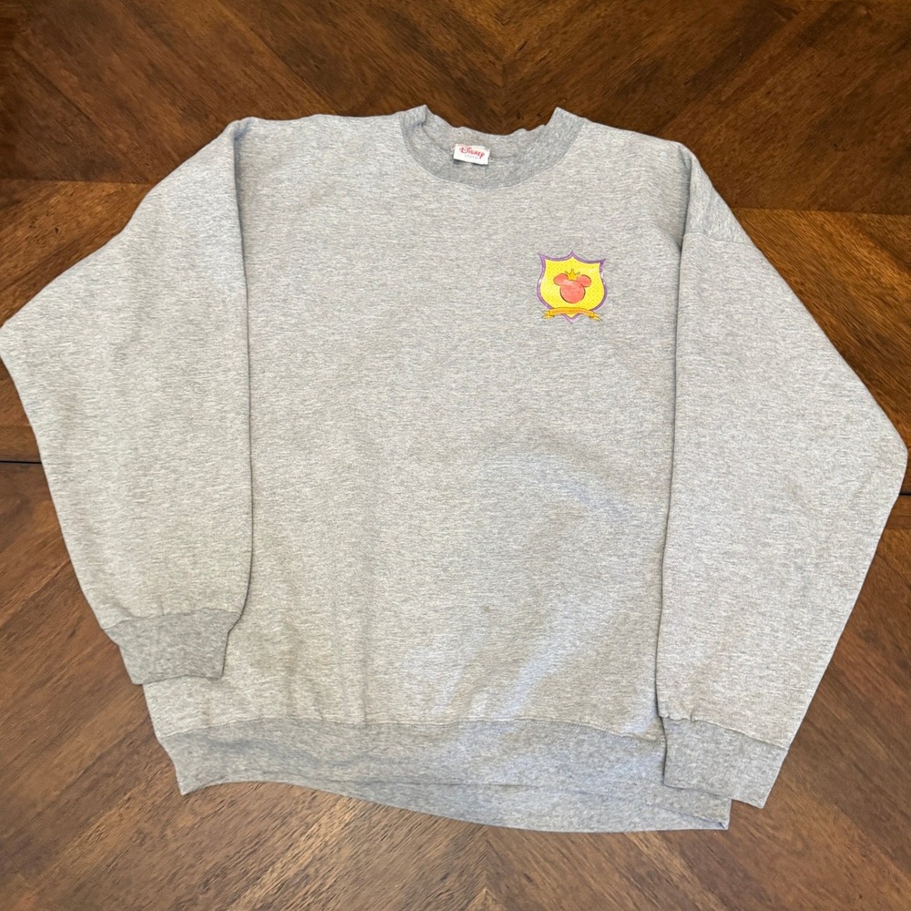 Disney Store Vintage Mickey Mouse Crest Sweatshirt Gray XL‎ Pullover Crewneck